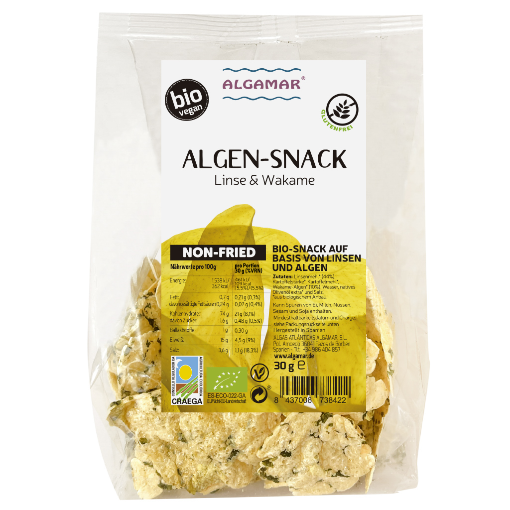 Algen-Snack (Linse, Erbse, Spinat & Meersalat) 30g (bio, vegan, glutenfrei)