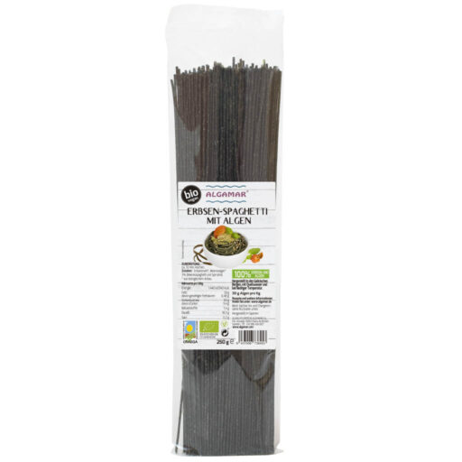 Produktfoto Erbsen-Spaghetti mit Algen 250g Packung Vorderseite