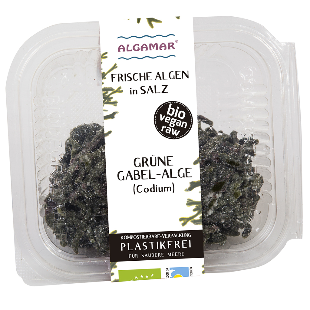 Grüne Gabel-Alge (Frische Algen in Meersalz) 100g (bio, roh, vegan)