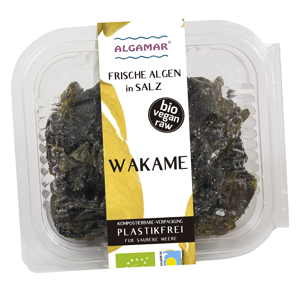 Frische Wakame Algen in Meersalz 100g (bio, roh, vegan)