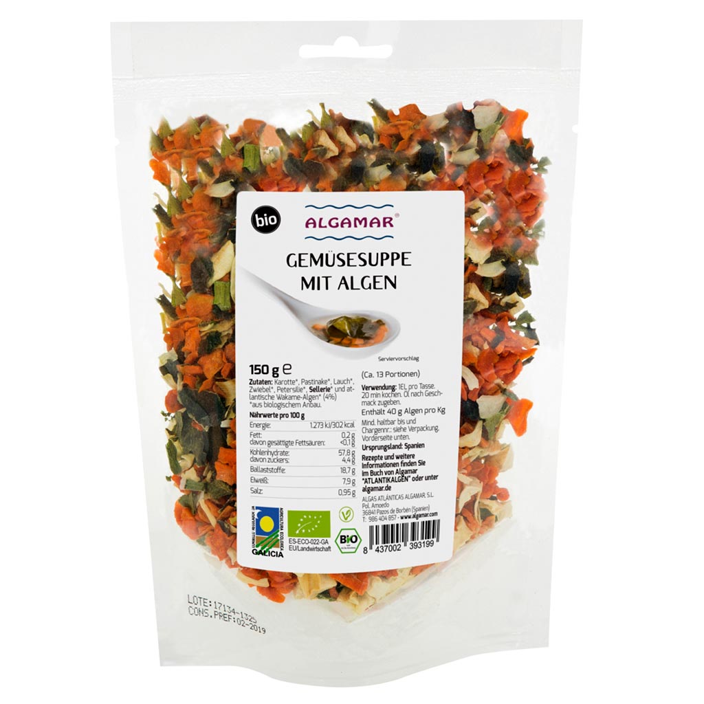 Gemüsesuppe mit Algen (bio, vegan)