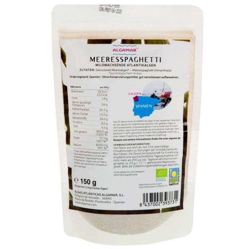 Meeresspaghetti Algen Pulver 150g (bio, roh, vegan)