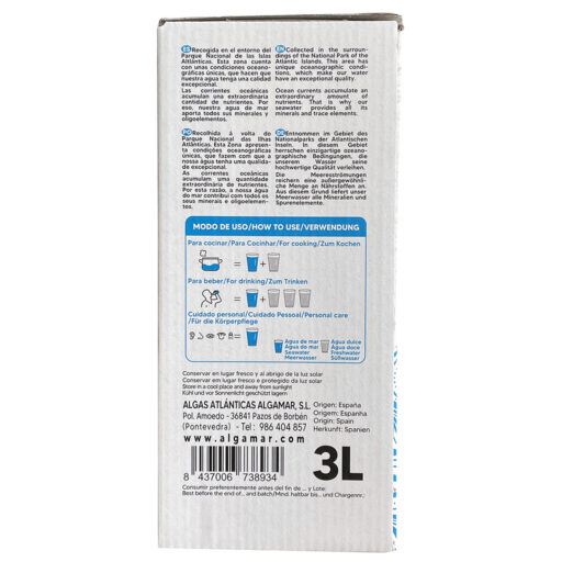 Produktfoto Atlantik Meerwasser 3 Liter Bag-in-Box Rechteseite