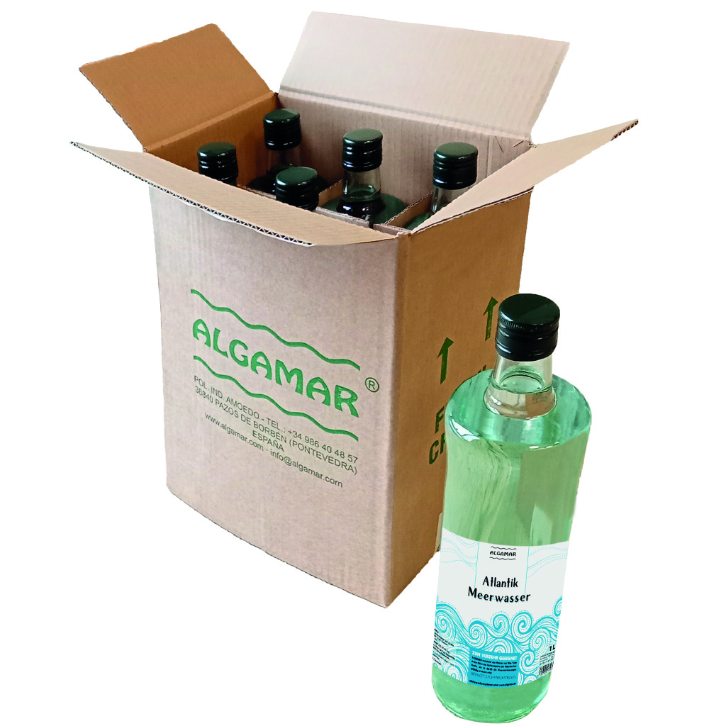 ALGAMAR Meerwasser aus dem Atlantik (Box mit 6 x 1 Liter Glasflasche)