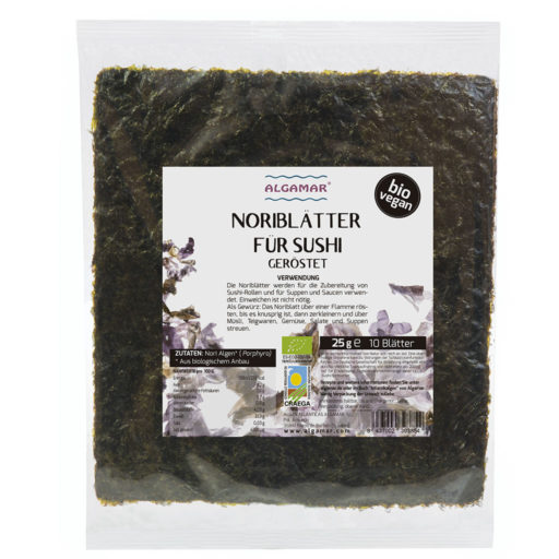 Produktfoto Algamar Noriblätter für Sushi 25g Packung Vorderseite