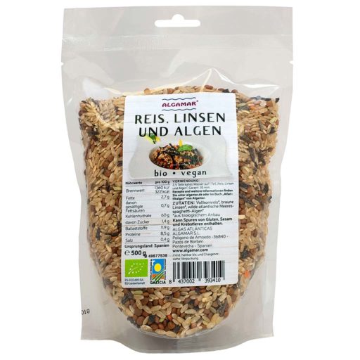 Produktfoto Algamar Reis mit Linsen und Algen 500g Packung Vorderseite