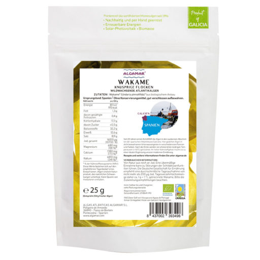 Produktfoto Wakame knusprige Flocken Algen-Topping 25g Rückseite